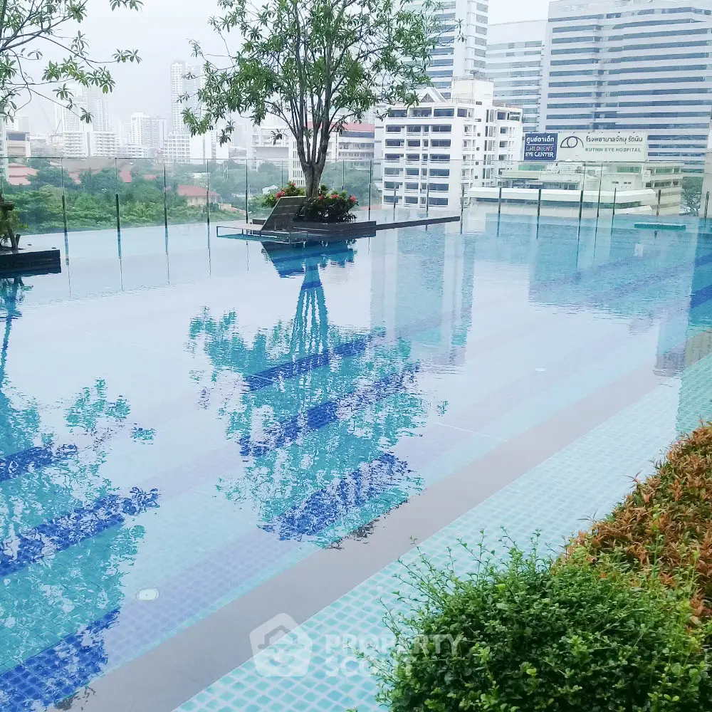 Luxurious rooftop infinity pool with stunning city skyline views.