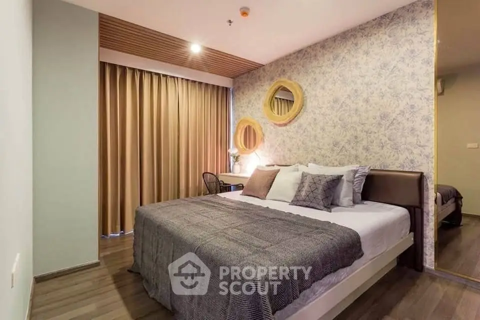 Stylish bedroom with modern decor and cozy ambiance