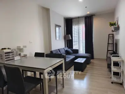 Modern living room with sleek furniture and natural light