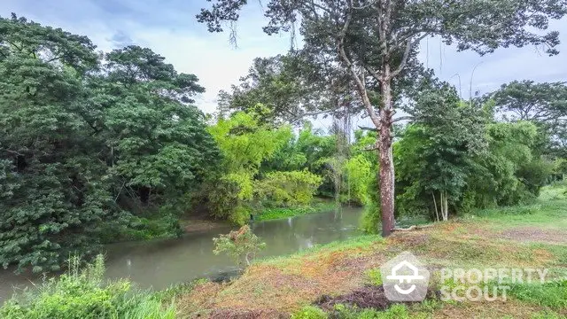 Scenic river view surrounded by lush greenery, ideal for tranquil living or development opportunities.