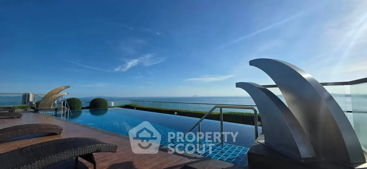 Luxurious rooftop infinity pool with stunning ocean view and modern design elements.