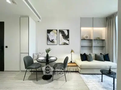 Modern living room with elegant decor and stylish furniture in a contemporary apartment.