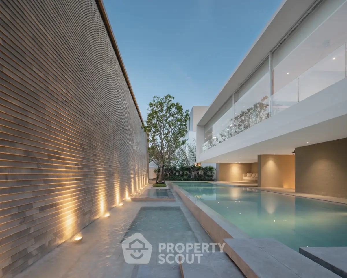 Luxurious modern home with stunning pool and elegant architectural design, perfect for upscale living.