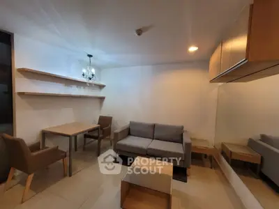 Cozy modern living room with stylish furniture and elegant lighting