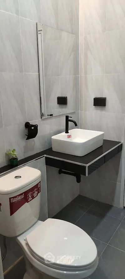 Modern bathroom with sleek fixtures and minimalist design