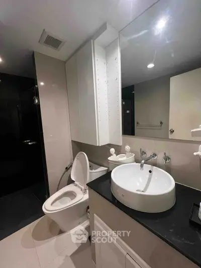 Modern bathroom with sleek fixtures and contemporary design