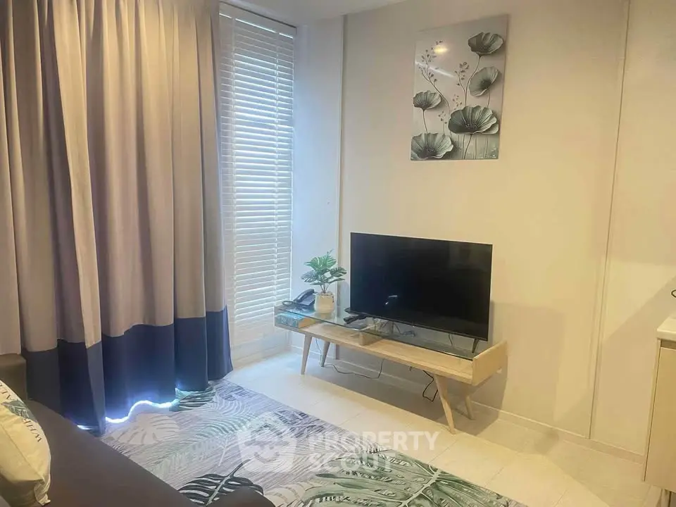 Cozy living room with modern decor and natural light