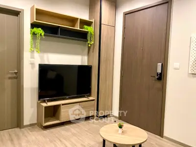Modern living room with sleek TV unit and stylish decor