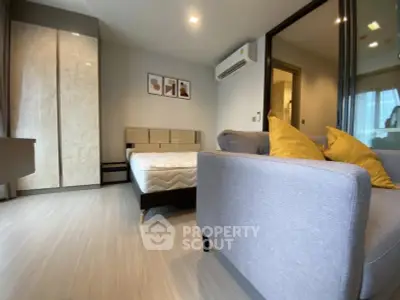 Modern bedroom with stylish decor and cozy ambiance