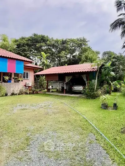 Charming suburban home with carport and lush greenery, perfect for tranquil living.