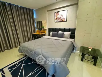 Modern bedroom with stylish decor and cozy ambiance
