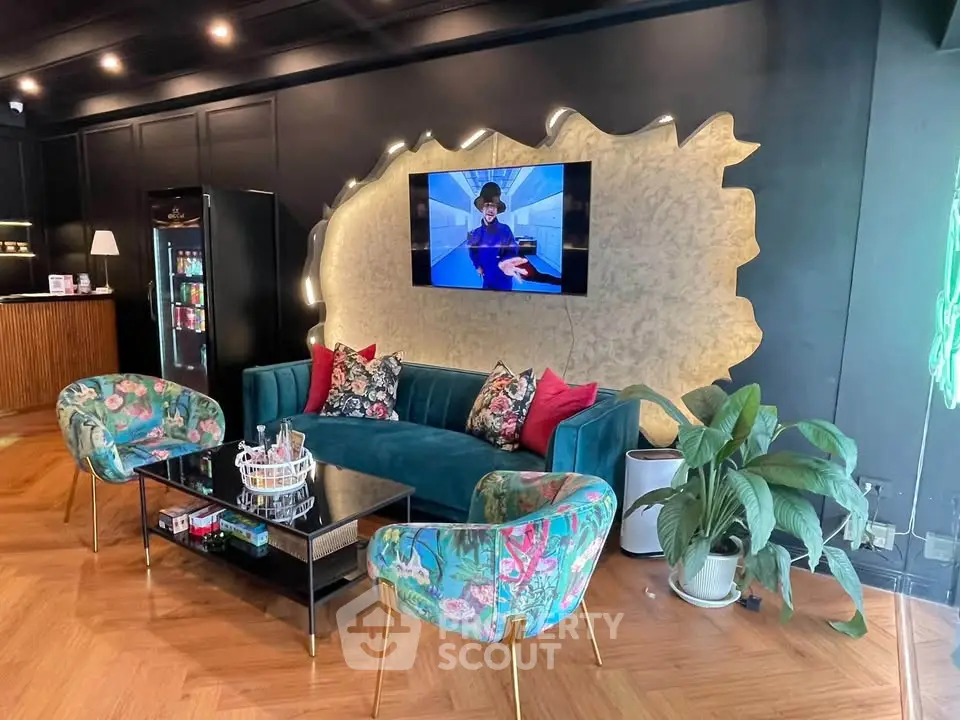 Stylish living room with vibrant decor and modern furniture