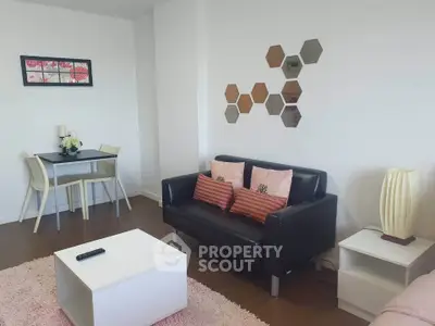 Charming living room with modern decor and cozy seating area