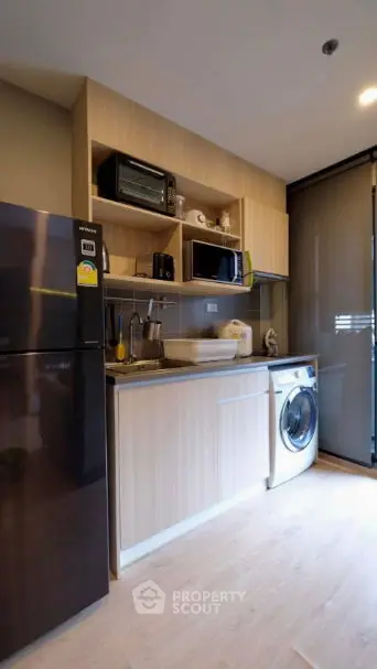Modern kitchen with sleek design and open shelving