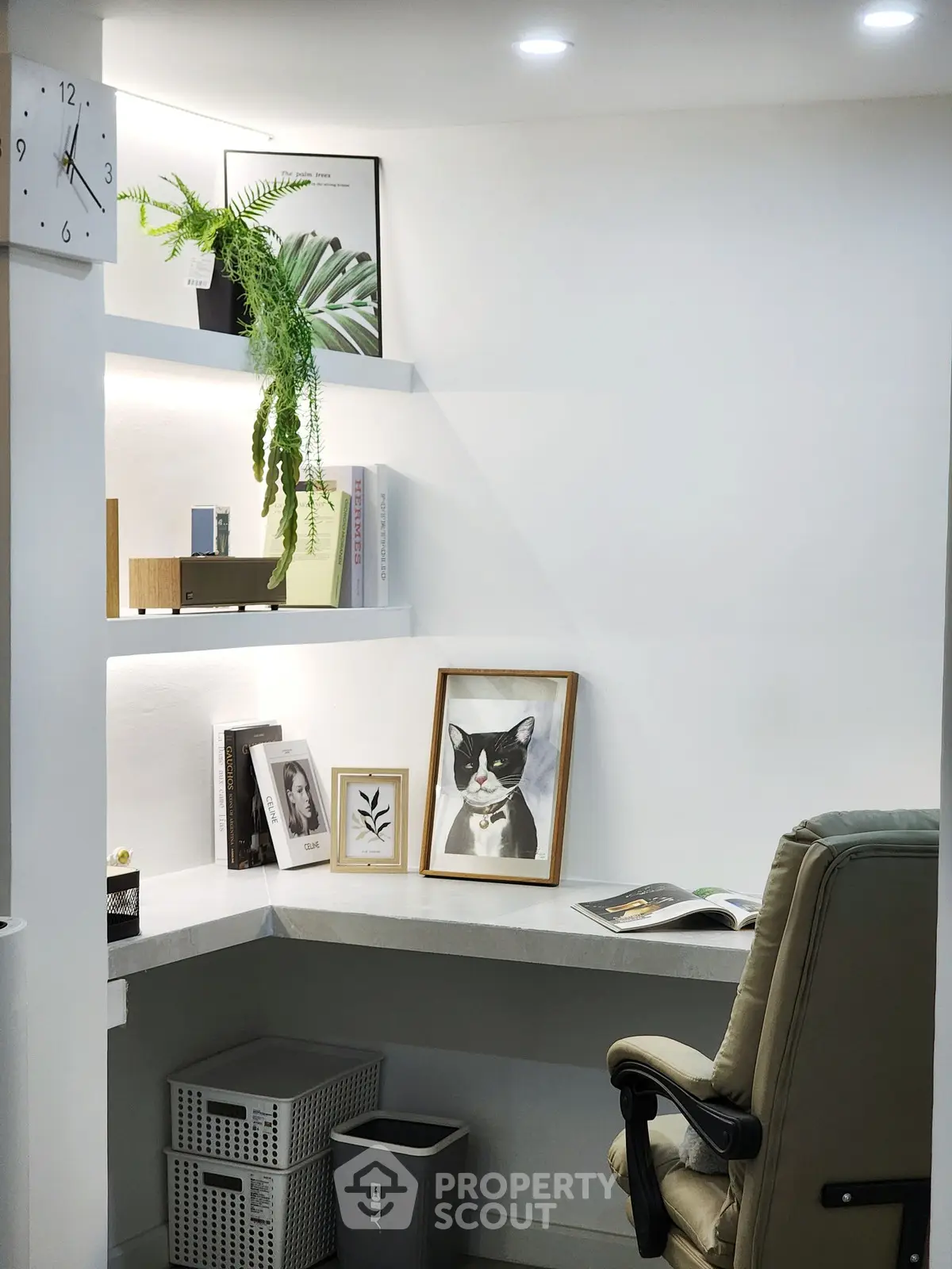 Modern home office with sleek desk, ergonomic chair, and stylish decor.