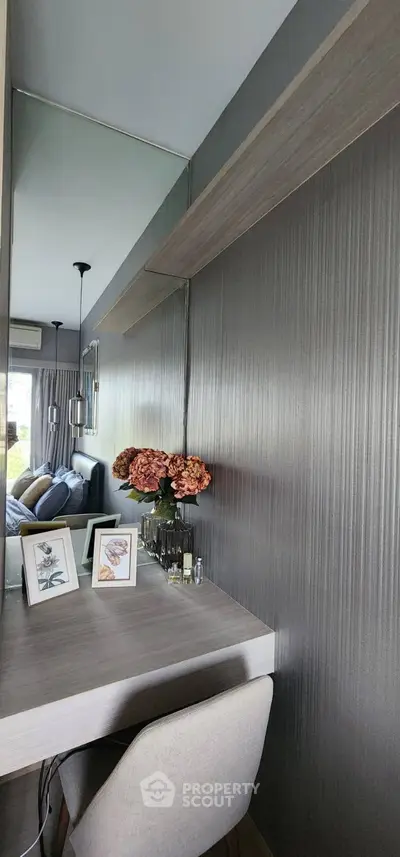 Modern living room with stylish decor and cozy seating area, perfect for relaxation and entertaining.