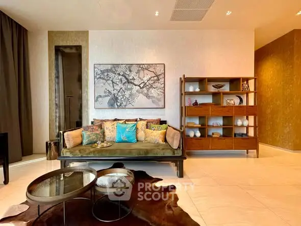 Luxurious living room with elegant decor and stylish furniture, perfect for modern living.