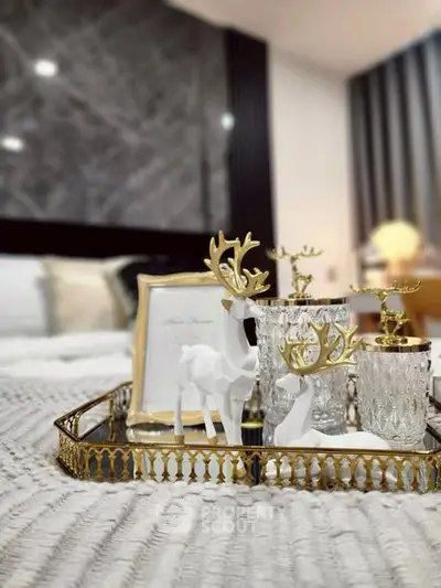 Luxurious bedroom with elegant decor and stylish accents