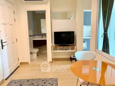 Modern studio apartment with open layout and stylish furnishings