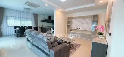 Spacious modern living room with elegant decor and open layout