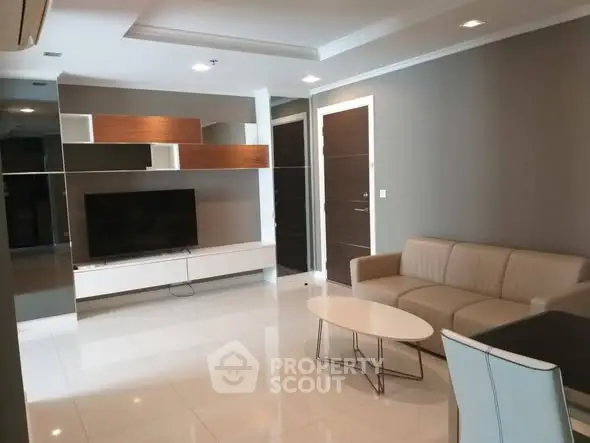 Modern living room with sleek furniture and stylish decor