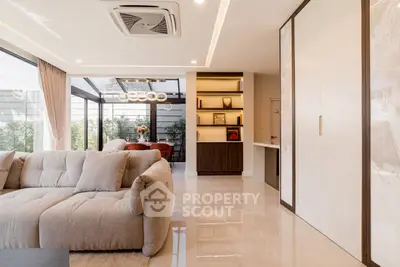 Luxurious modern living room with plush sofa and elegant decor