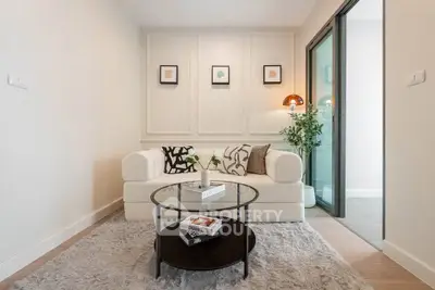 Stylish modern living room with cozy sofa and elegant decor