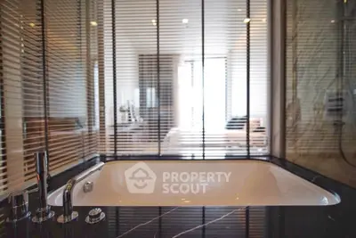 Luxurious bathroom with modern bathtub and sleek design