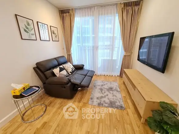 Cozy living room with modern decor and natural light