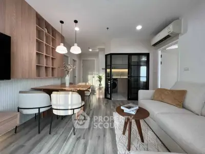 Modern living room with open layout and stylish furniture