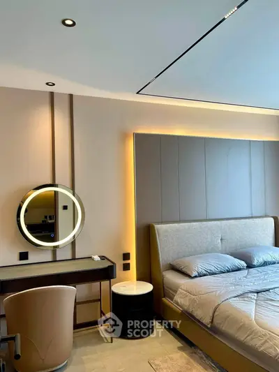 Luxurious modern bedroom with elegant decor and stylish furniture