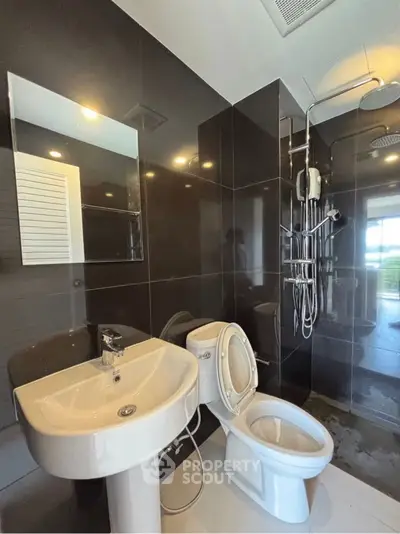Modern bathroom with sleek fixtures and contemporary design