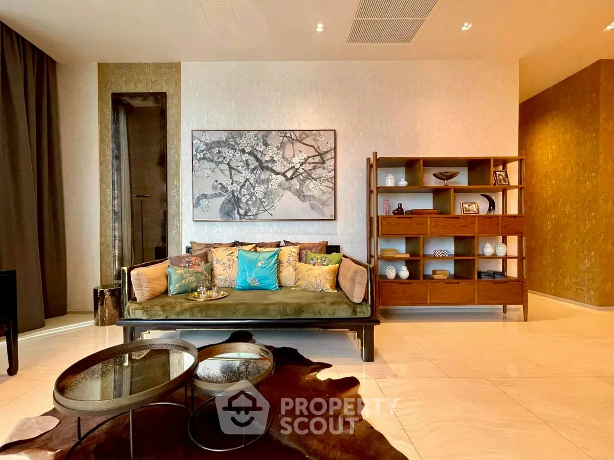 Luxurious living room with elegant decor and stylish furniture, perfect for modern living.