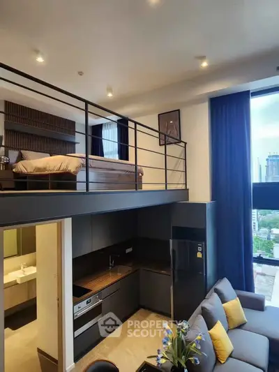 Modern loft apartment with mezzanine bedroom and stylish kitchen