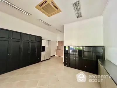 Spacious storage room with modern cabinetry and ample lighting