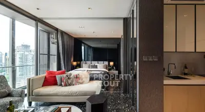 Luxurious modern apartment with stunning city view and elegant interior design.