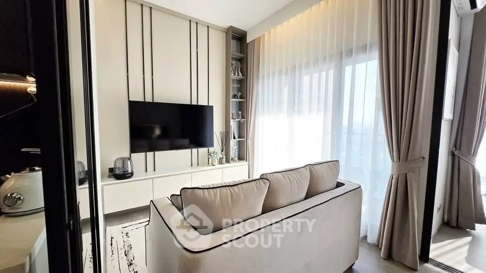 Modern living room with elegant decor and natural light
