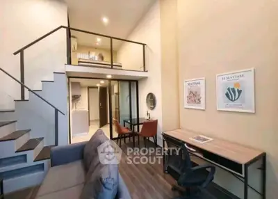 Modern loft apartment with stylish interior and mezzanine bedroom