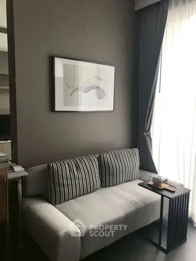 Modern living room with stylish sofa and elegant decor