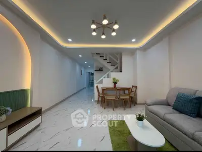 Modern living room with stylish lighting and elegant decor