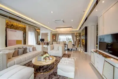 Luxurious living room with elegant decor and spacious layout, perfect for entertaining.