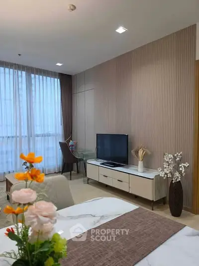 Modern living room with stylish decor and natural light