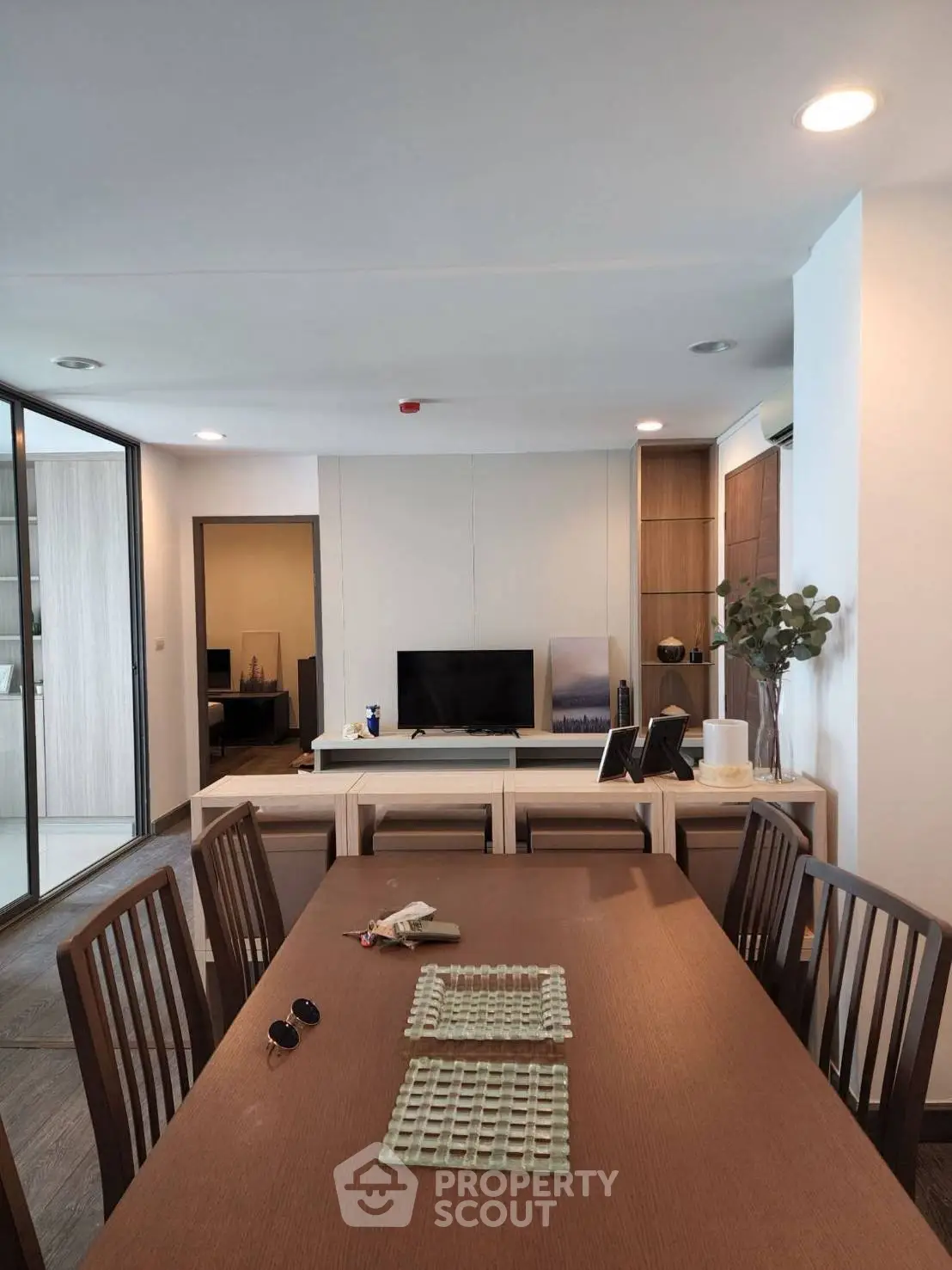 Spacious modern living room with dining area and stylish decor