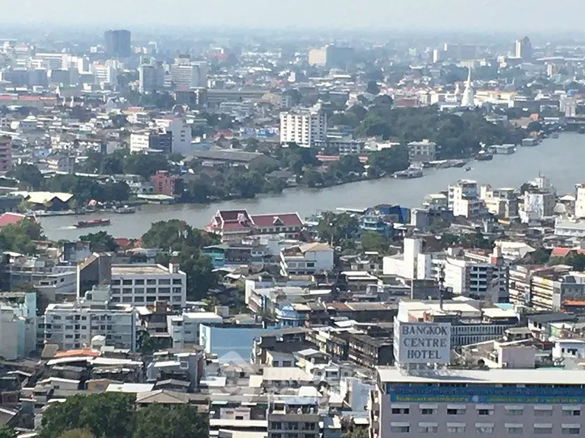 Stunning cityscape view of Bangkok with river and skyline