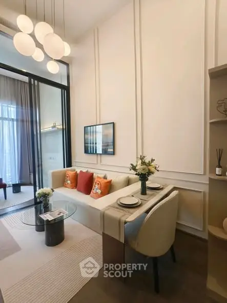 Elegant modern living room with stylish decor and natural light