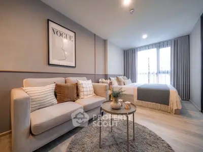 Stylish studio apartment with cozy living area and modern decor