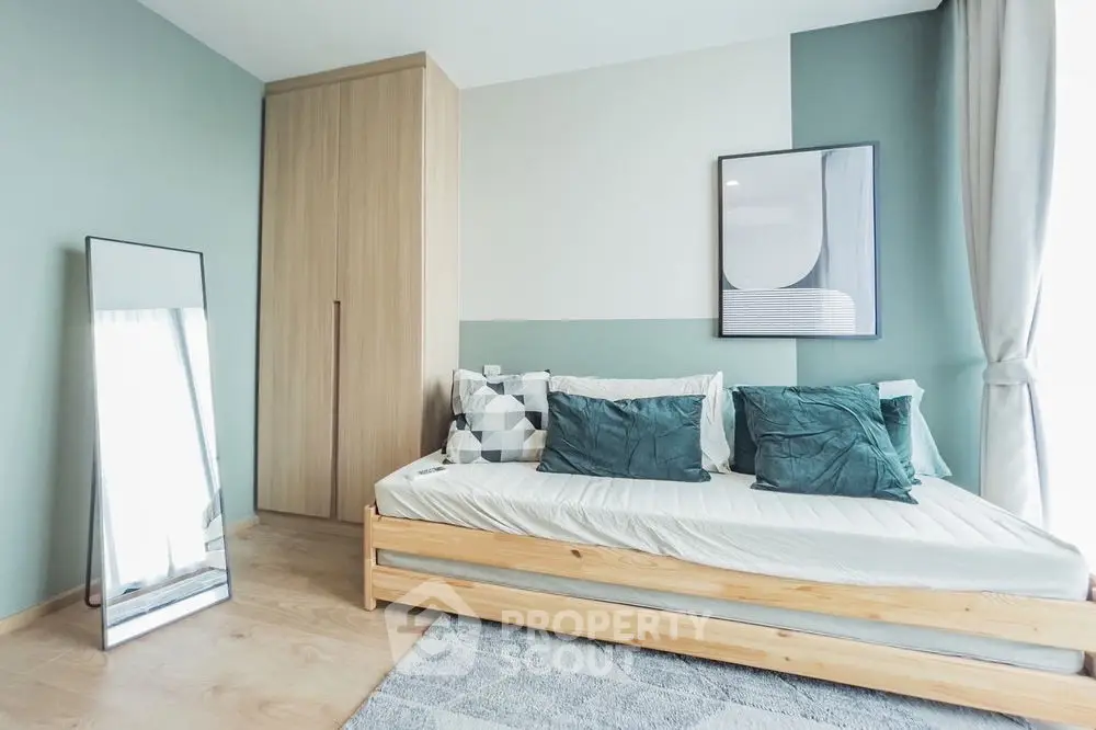 Modern bedroom with stylish decor and cozy ambiance