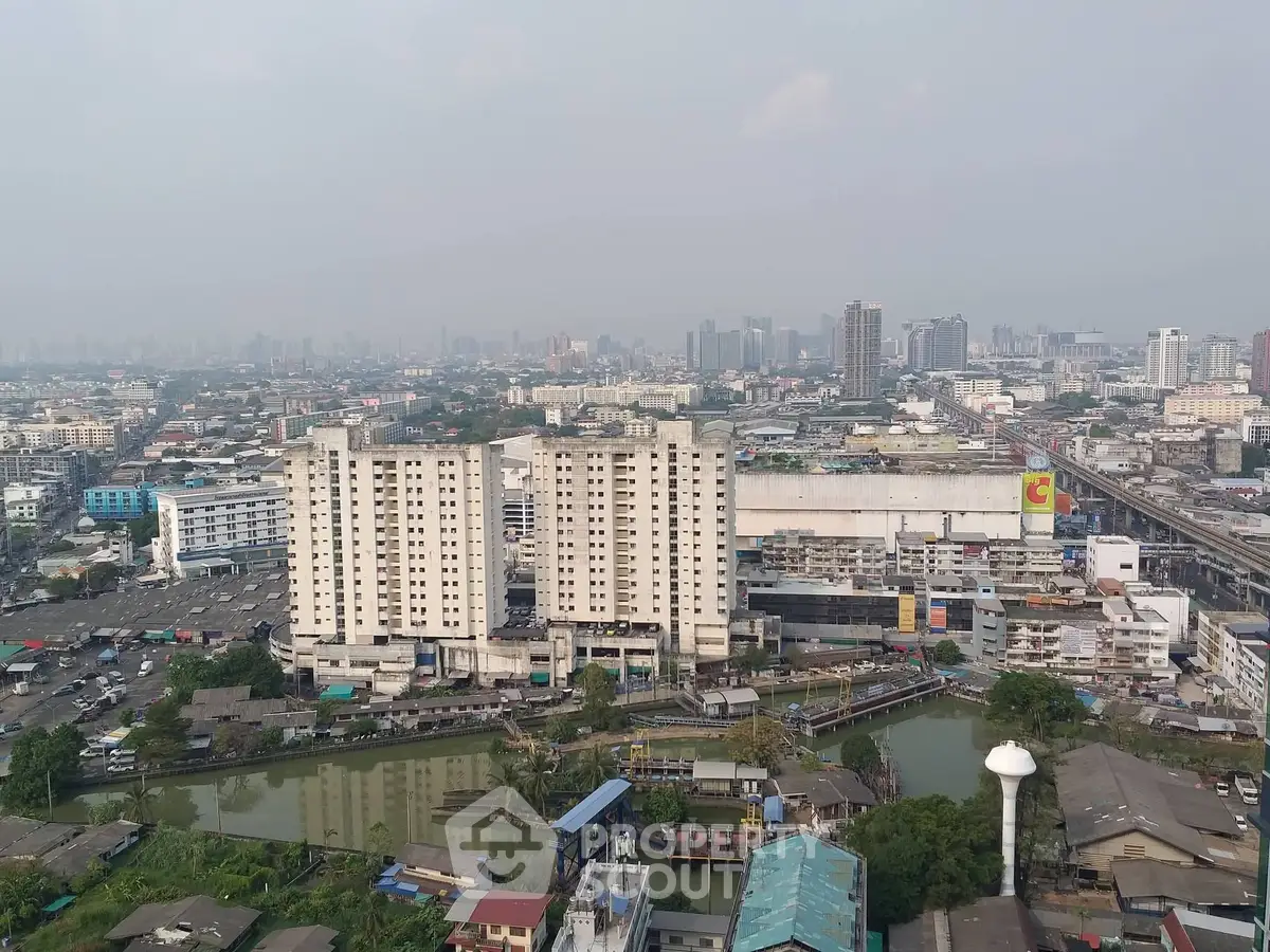 Panoramic cityscape view with high-rise buildings and urban landscape
