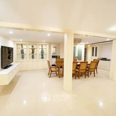 Spacious dining area with elegant decor and modern furnishings