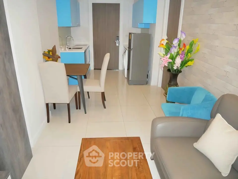 Modern apartment interior with stylish furniture and vibrant decor